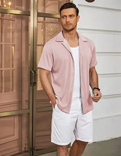 COOFANDY Men's Casual Button Down Shirts Short Sleeve Regular Fit Fashion Camp Beach Shirts Tops - 2