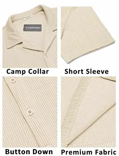 COOFANDY Men's Casual Button Down Shirts Short Sleeve Regular Fit Fashion Camp Beach Shirts Tops - 5