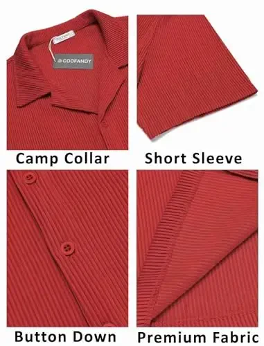 COOFANDY Men's Casual Button Down Shirts Short Sleeve Regular Fit Fashion Camp Beach Shirts Tops - 5