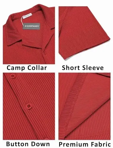 COOFANDY Men's Casual Button Down Shirts Short Sleeve Regular Fit Fashion Camp Beach Shirts Tops - 5