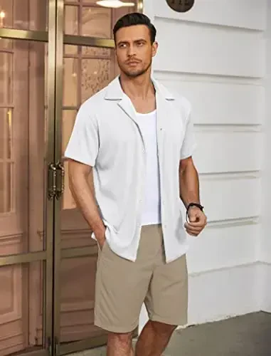 COOFANDY Men's Casual Button Down Shirts Short Sleeve Regular Fit Fashion Camp Beach Shirts Tops - 2