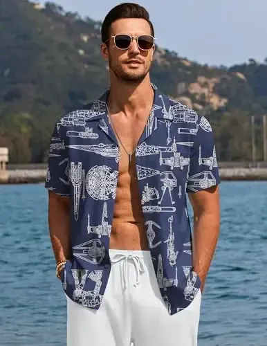 COOFANDY Men's Casual Button Down Shirts Short Sleeve Summer Beach Shirt Cuban Vacation Textured Shirts with Pocket - 3