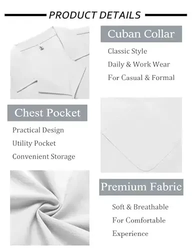 COOFANDY Men's Casual Button Down Shirts Short Sleeve Summer Beach Shirt Fashion Textured Shirts with Pocket - 5