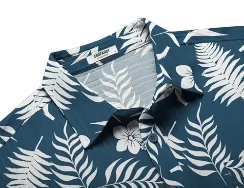COOFANDY Men's Casual Button Down Shirts Short Sleeve Textured Summer Beach Shirt with Pocket - 5