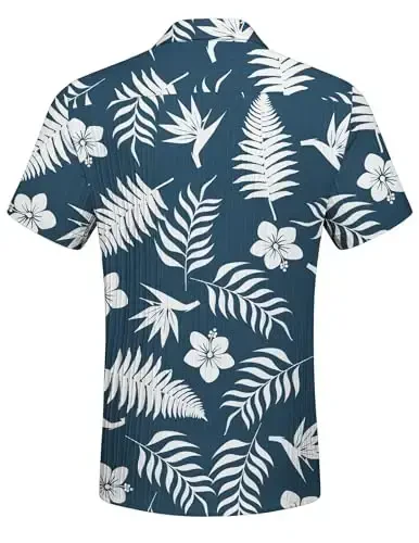 COOFANDY Men's Casual Button Down Shirts Short Sleeve Textured Summer Beach Shirt with Pocket - 6