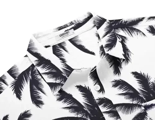 COOFANDY Men's Casual Button Down Shirts Short Sleeve Textured Summer Beach Shirt with Pocket - 4