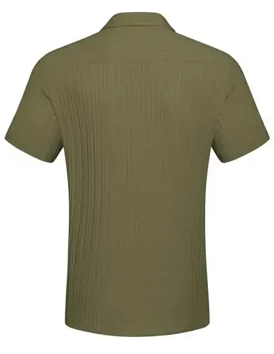 COOFANDY Men's Casual Button Down Shirts Short Sleeve Textured Summer Beach Shirt with Pocket - 6