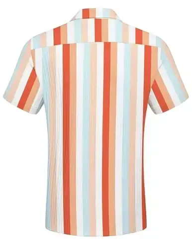 COOFANDY Men's Casual Button Down Shirts Short Sleeve Textured Summer Beach Shirt with Pocket - 6