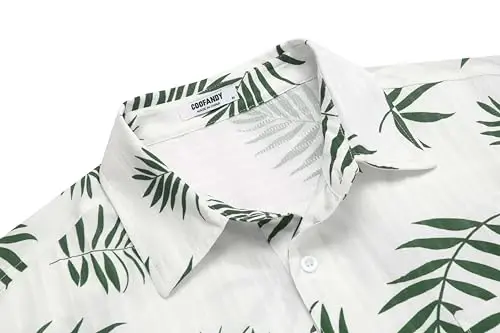 COOFANDY Men's Casual Button Down Shirts Short Sleeve Textured Summer Beach Shirt with Pocket - 5