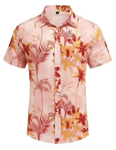 COOFANDY Men's Casual Button Down Shirts Short Sleeve Textured Summer Beach Shirt with Pocket - 4
