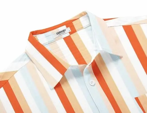 COOFANDY Men's Casual Button Down Shirts Short Sleeve Textured Summer Beach Shirt with Pocket - 5