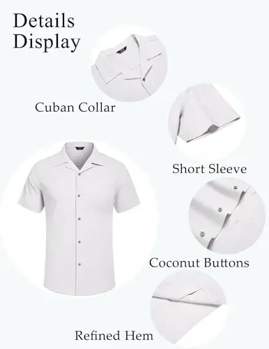 COOFANDY Mens Casual Cotton Linen Shirt Short Sleeve Button Up Shirts Summer Beach Top - 4