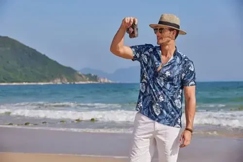 COOFANDY Men's Casual Henley Shirt Band Collar Short Sleeve Shirt Summer Beach Hippie T-Shirt - 5