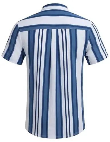 COOFANDY Men's Casual Henley Shirt Band Collar Short Sleeve Shirt Summer Beach Hippie T-Shirt - 5