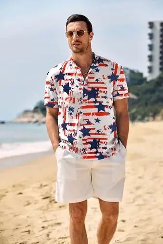 COOFANDY Men's Casual Henley Shirt Band Collar Short Sleeve Shirt Summer Beach Hippie T-Shirt - COOFANDY (1)