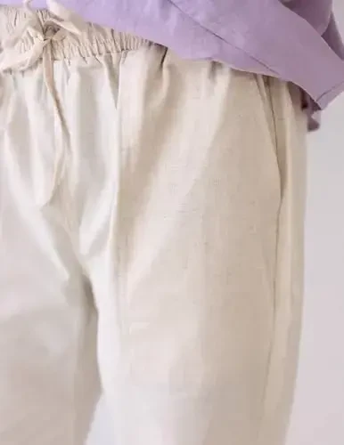 COOFANDY Mens Casual Linen Pants Elastic Waist Linen Pants Drawstring Summer Beach Yoga Linen Trouser - 4