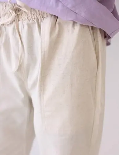 COOFANDY Mens Casual Linen Pants Elastic Waist Linen Pants Drawstring Summer Beach Yoga Linen Trouser - 4