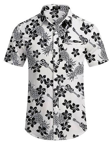 COOFANDY Mens Casual Linen Shirt Short Sleeve Button Down Shirt Summer Beach Hawaiian Shirts - 4