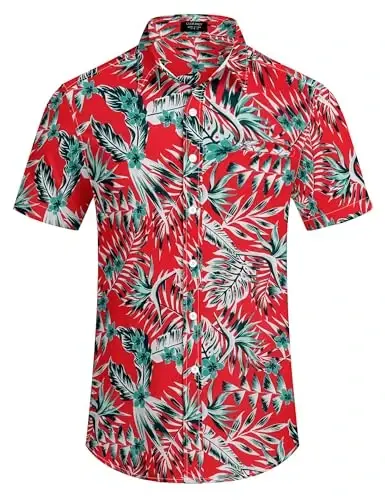 COOFANDY Mens Casual Linen Shirt Short Sleeve Button Down Shirt Summer Beach Hawaiian Shirts - 4