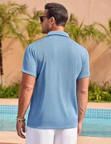 COOFANDY Men's Casual Shirts Short Sleeve Button Down Shirt for Men Wedding Beach Fashion Shirt - 3