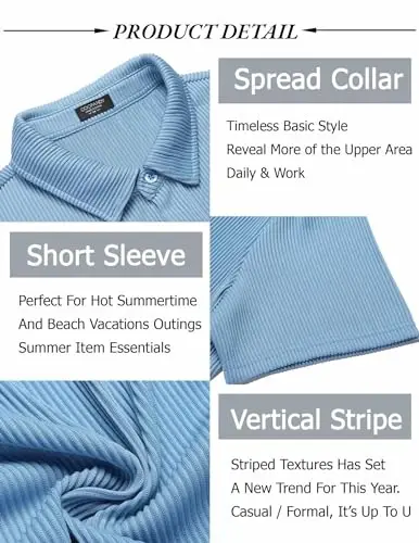 COOFANDY Men's Casual Shirts Short Sleeve Button Down Shirt for Men Wedding Beach Fashion Shirt - 5