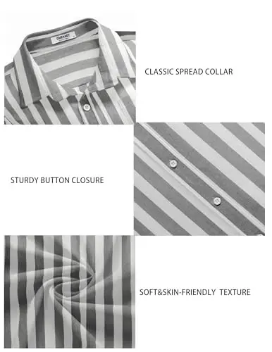 COOFANDY Men's Casual Summer Beach Wrinkle Free Shirts Short Sleeve Button Down Lightweight Untucked Textured Shirt - 6