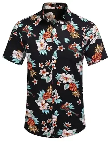 COOFANDY Men's Casual Summer Beach Wrinkle Free Shirts Short Sleeve Button Down Lightweight Untucked Textured Shirt - 4