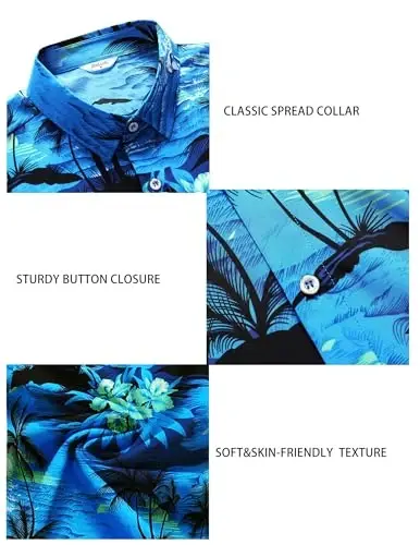 COOFANDY Men's Casual Summer Beach Wrinkle Free Shirts Short Sleeve Button Down Lightweight Untucked Textured Shirt - 5