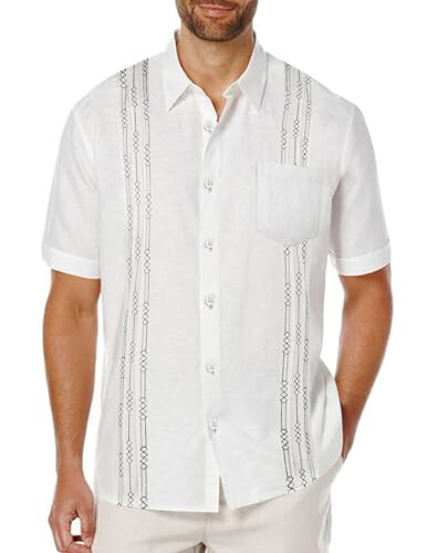 COOFANDY Mens Cotton Linen Cuban Guayabera Shirt Casual Short Sleeve Button Down Shirts Summer Beach Tops - 1