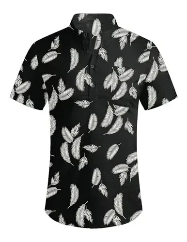 COOFANDY Men's Cotton Linen Henley Shirt Short Sleeve Hippie Casual Beach T-Shirts with Pocket - 4