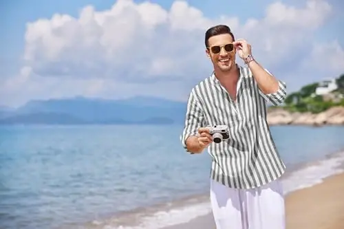 COOFANDY Men's Cotton Linen Henley T-Shirt Long Sleeve Hippie Casual Beach T-Shirts - 4