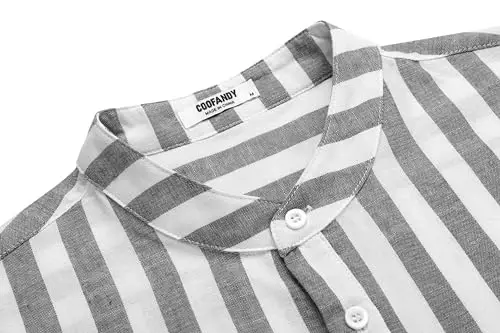 COOFANDY Men's Cotton Linen Henley T-Shirt Long Sleeve Hippie Casual Beach T-Shirts - 5