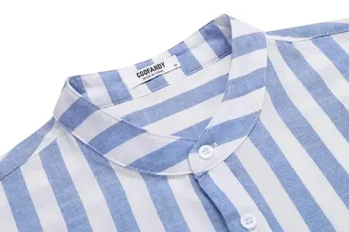 COOFANDY Men's Cotton Linen Henley T-Shirt Long Sleeve Hippie Casual Beach T-Shirts - 5