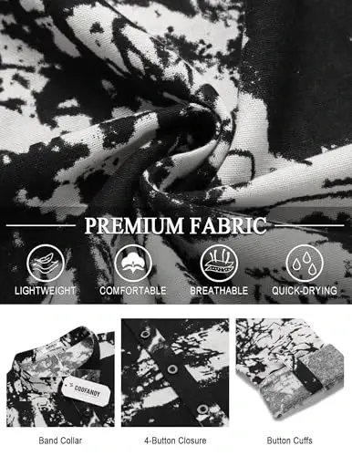 COOFANDY Men's Cotton Linen Henley T-Shirt Long Sleeve Hippie Casual Beach T-Shirts - 5