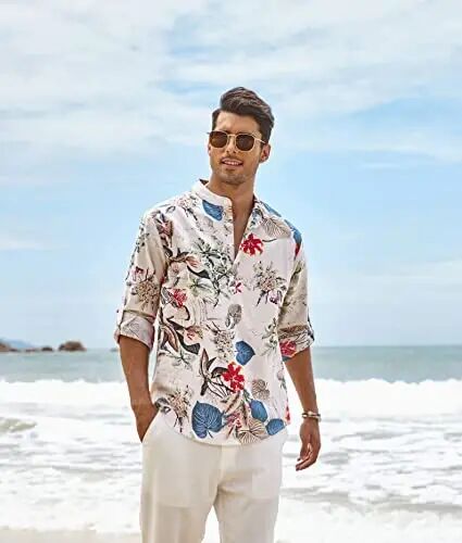 COOFANDY Men's Cotton Linen Henley T-Shirts Long Sleeve Casual Beach Shirts | Mens Linen Shirt,Regular Relaxed Fit,Lightweight,Breathable,and Moisture-wicking for Beach,Vacation or Everyday Summer Wear - COOFANDY (1)