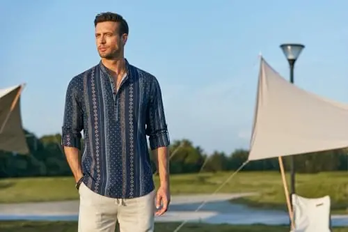 COOFANDY Men's Cotton Linen Henley T-Shirts Long Sleeve Casual Beach Shirts | Mens Linen Shirt,Regular Relaxed Fit,Lightweight,Breathable,and Moisture-wicking for Beach,Vacation or Everyday Summer Wear - 4