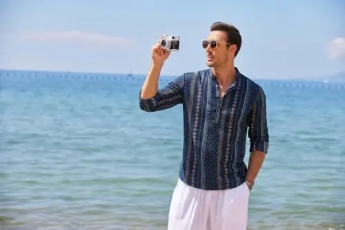 COOFANDY Men's Cotton Linen Henley T-Shirts Long Sleeve Casual Beach Shirts | Mens Linen Shirt,Regular Relaxed Fit,Lightweight,Breathable,and Moisture-wicking for Beach,Vacation or Everyday Summer Wear - 6