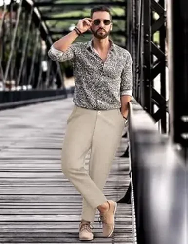 COOFANDY Men's Cotton Linen Pants Elastic Waist Lightweight Casual Pants Relaxed Fit Yoga Beach Pants with Pockets - 3