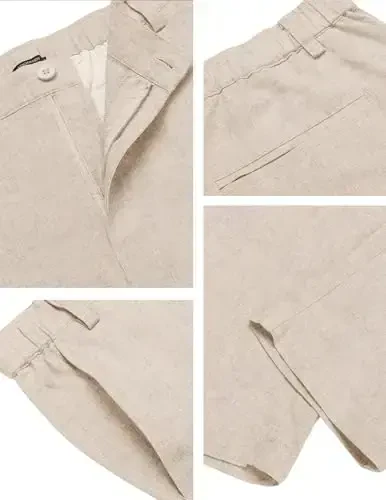 COOFANDY Men's Cotton Linen Pants Elastic Waist Lightweight Casual Pants Relaxed Fit Yoga Beach Pants with Pockets - 6