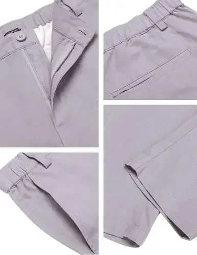 COOFANDY Men's Cotton Linen Pants Elastic Waist Lightweight Casual Pants Relaxed Fit Yoga Beach Pants with Pockets - 5