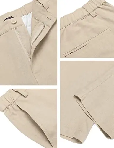 COOFANDY Men's Cotton Linen Pants Elastic Waist Lightweight Casual Pants Relaxed Fit Yoga Beach Pants with Pockets - 6