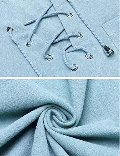 COOFANDY Men's Cotton Linen Tank Top Shirts Casual Sleeveless Lace Up Beach Hippie Tops Bohemian Renaissance Pirate Tunic - 6