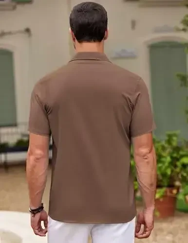 COOFANDY Men's Cuban Guayabera Shirt Short Sleeve Button Down Shirts Casual Summer Beach Shirts - 6