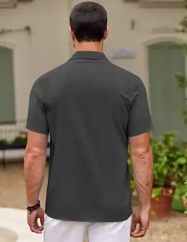 COOFANDY Men's Cuban Guayabera Shirt Short Sleeve Button Down Shirts Casual Summer Beach Shirts - 6