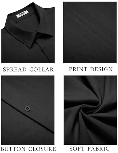 COOFANDY Men's Cuban Guayabera Shirt Short Sleeve Button Down Shirts Casual Summer Beach Shirts - 5