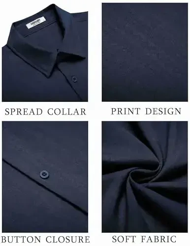 COOFANDY Men's Cuban Guayabera Shirt Short Sleeve Button Down Shirts Casual Summer Beach Shirts - 5