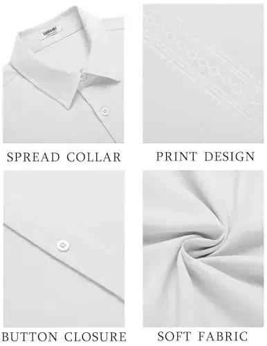 COOFANDY Men's Cuban Guayabera Shirt Short Sleeve Button Down Shirts Casual Summer Beach Shirts - 5