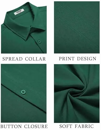 COOFANDY Men's Cuban Guayabera Shirt Short Sleeve Button Down Shirts Casual Summer Beach Shirts - 5