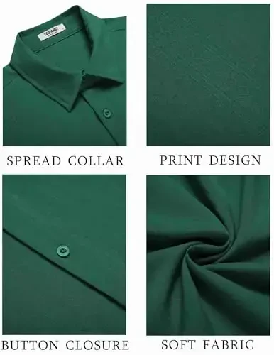 COOFANDY Men's Cuban Guayabera Shirt Short Sleeve Button Down Shirts Casual Summer Beach Shirts - 5