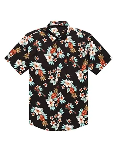 COOFANDY Mens Hawaiian Tropical Shirt Short Sleeve Casual Button Down Floral Summer Beach Shirts with Pocket - 4